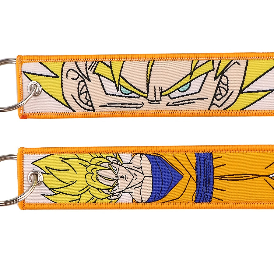 Anime Charm Embroidered Keychain: Durable, Versatile Jet Tag for Backpacks & Car Keys - Ideal Gift for Men