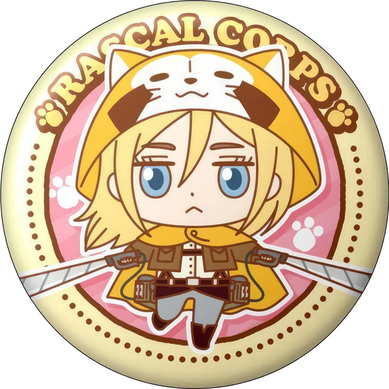 Attack on Titan Q-Version Anime Badge Handmade Cartoon Brooches Eren Jaeger Armin Arlert Lapel Pins Backpack Hat Decorations