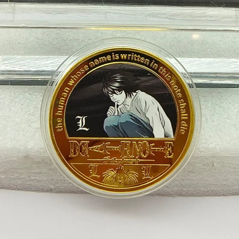 Miniso Death-Note Character Coins Set - Anime-Themed Ryuk L Lawliet Tokens, Colorful Japanese Manga Souvenir for Collectors