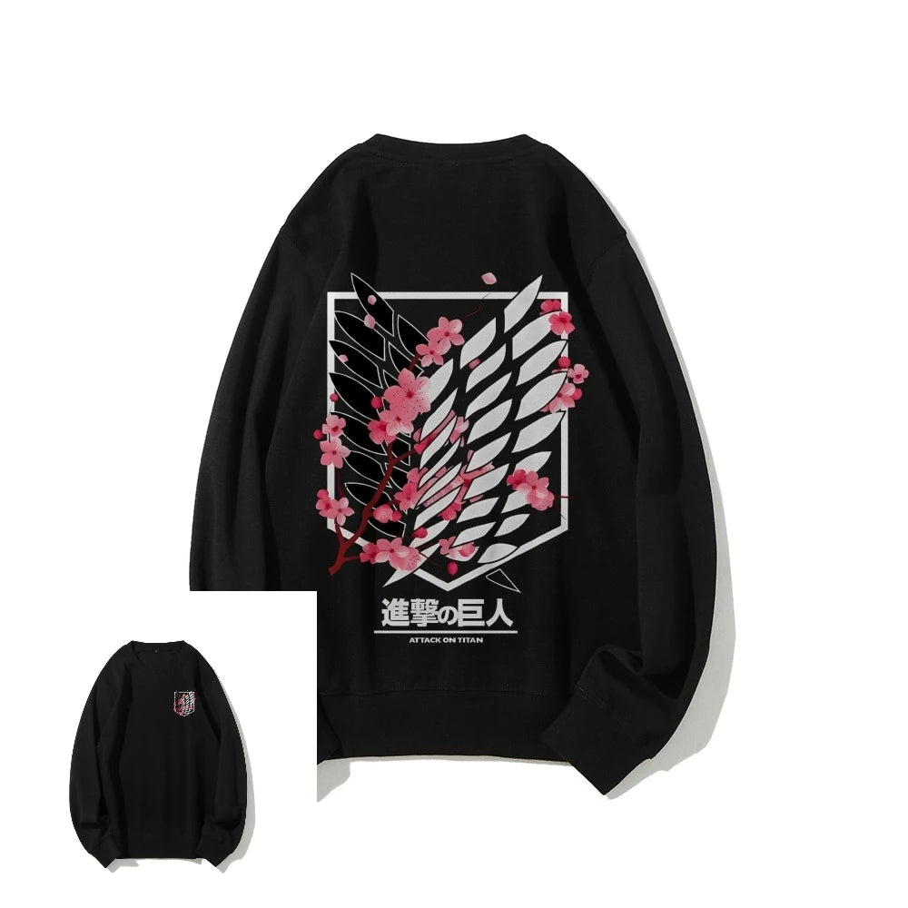 Anime Attack on Titan Sweatshirt Casual Streetwear Men Women Round-neck Pullover Hoodie Sweater Long Sleeves Top Autumn Trendy