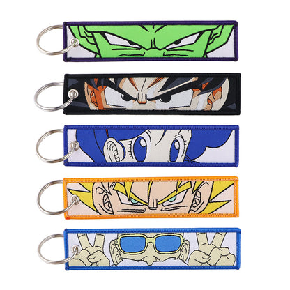 Anime Charm Embroidered Keychain: Durable, Versatile Jet Tag for Backpacks & Car Keys - Ideal Gift for Men
