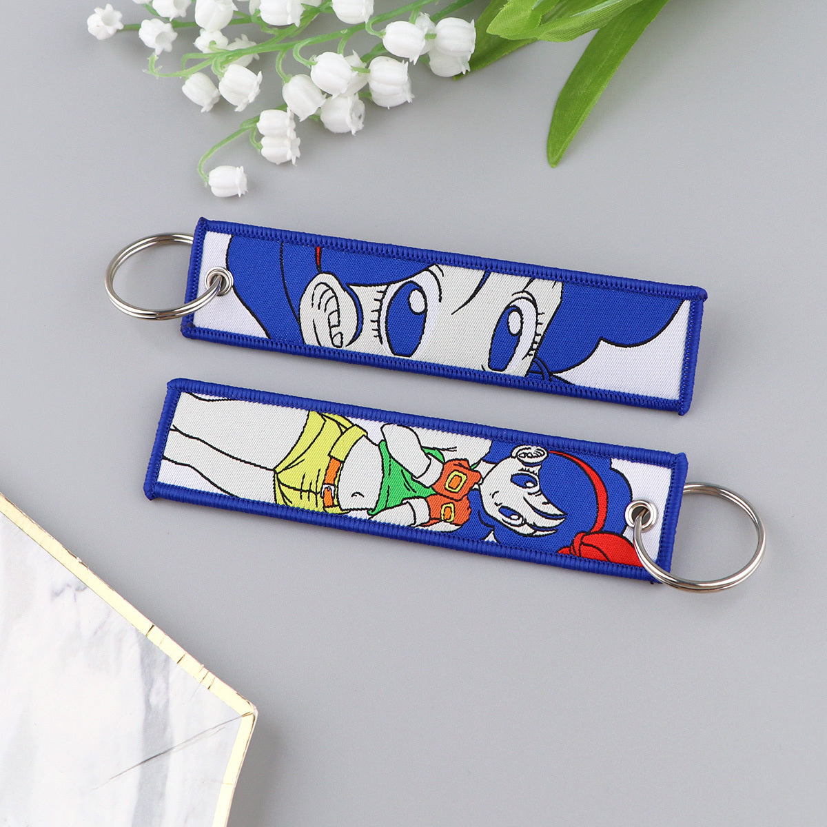 Anime Charm Embroidered Keychain: Durable, Versatile Jet Tag for Backpacks & Car Keys - Ideal Gift for Men
