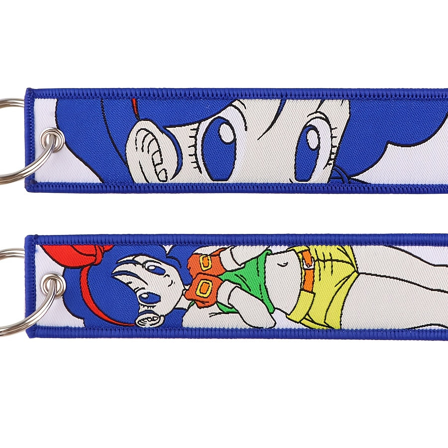 Anime Charm Embroidered Keychain: Durable, Versatile Jet Tag for Backpacks & Car Keys - Ideal Gift for Men