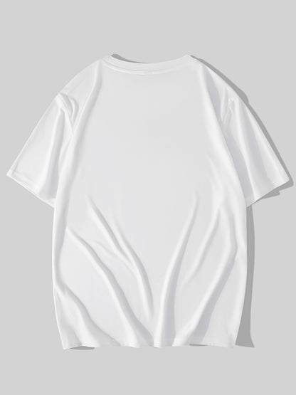 Anime Character & Japanese Letter Pattern Print Men's T-shirt, Graphic Tee Men's Summer Clothes, Men's Outfits