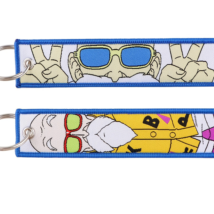 Anime Charm Embroidered Keychain: Durable, Versatile Jet Tag for Backpacks & Car Keys - Ideal Gift for Men