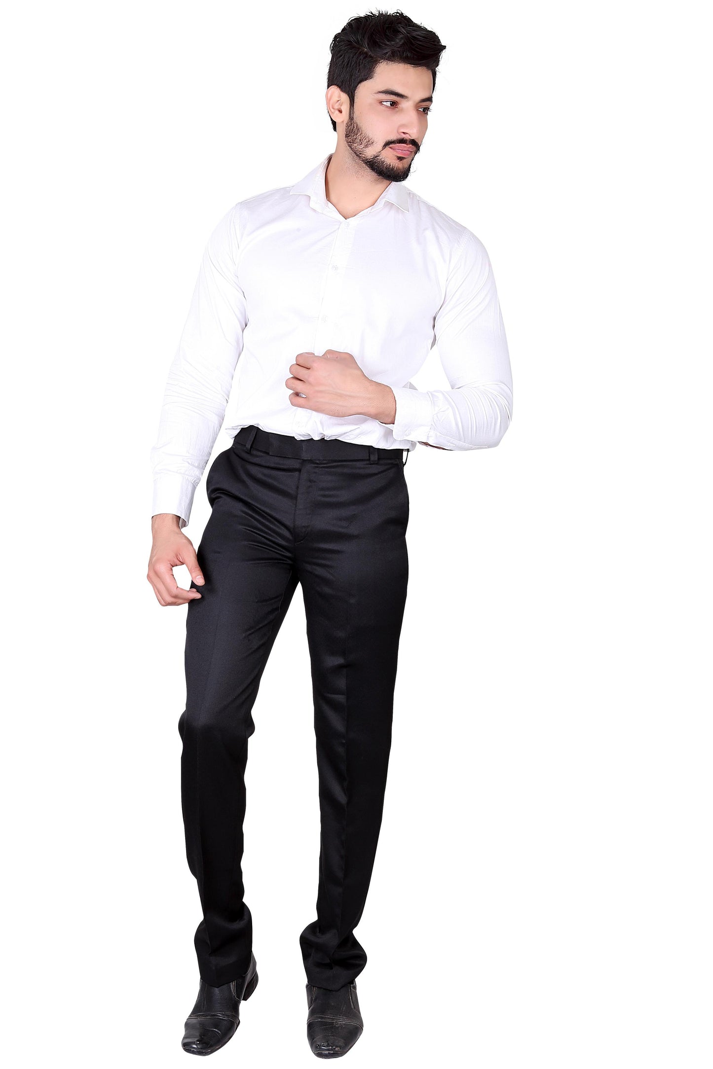 Poly Cotton Solid Slim Fit Formal Trouser