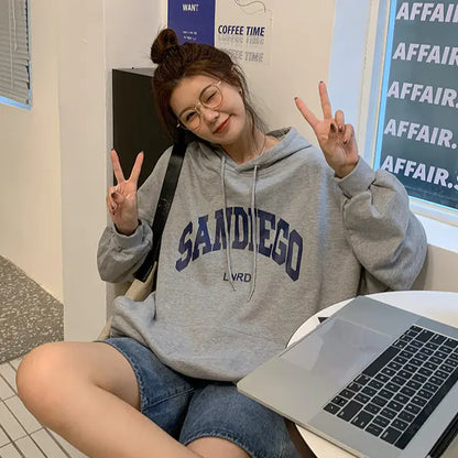 Jielur Autumn Contrast Color Slim Hoodies for Women