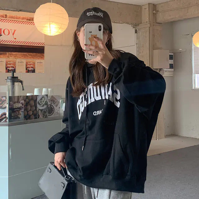 Jielur Autumn Contrast Color Slim Hoodies for Women