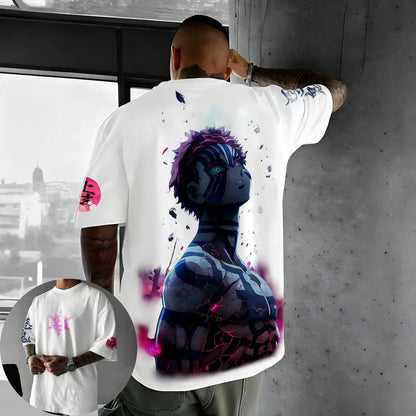 Demon Slayer Anime Co-branded Peripheral Printed T-shirt Men's Summer New American Hip Hop Trendy Casual Loose Parent-child Top