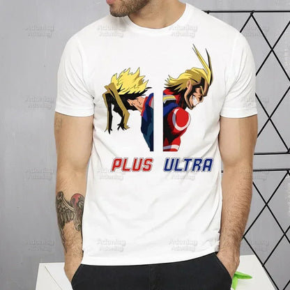 My Hero Academia T Shirt Men Retro Washed Tops Tee Harajuku Midoriya Izuku Tshirt Streetwear Hip Hop Male Bakugou Anime T-shirts