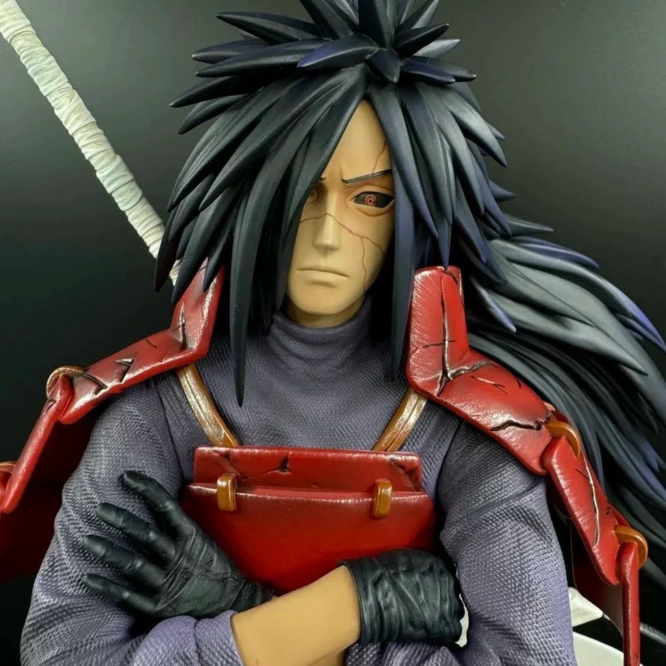 Naruto Uchiha Madara Anime Figures Door God Ban Figurine With Luminous Base Statue 42cm GK Models Collection Children Gifts Toys