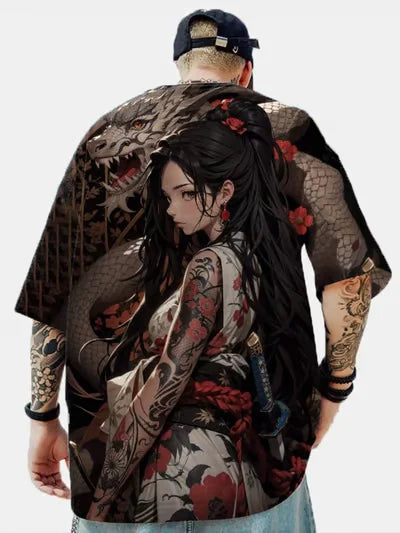 Men's T-Shirt Anime Girl Character Tee 3D Sexy Beauty Printed t shirt Loose Casual Street Men Top Oversized Short Sleeve T-shirt