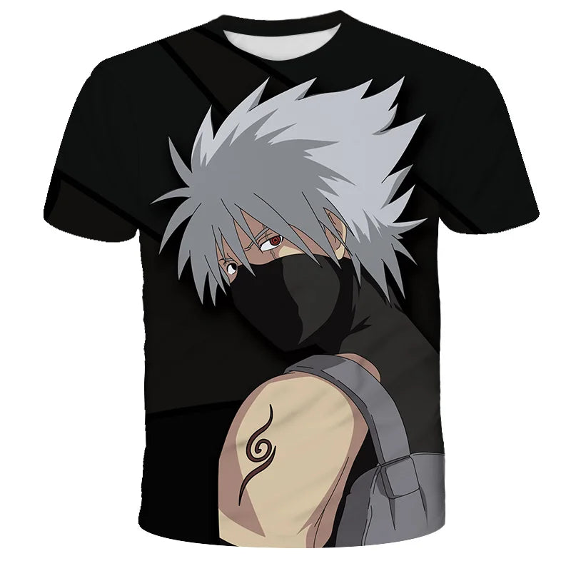 2024 New Hot Summer Men's Japanese anime Naruto 3D Printed T-shirt Children's Street Leisure Sports Large Top
