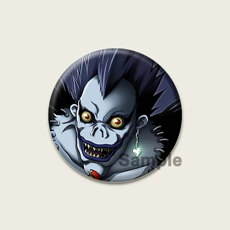 Death Note HD Print Anime Pins Handmade Round Brooches L Killer Yagami Light Cosplay Badge Backpacks Jewelry Gifts Accessory