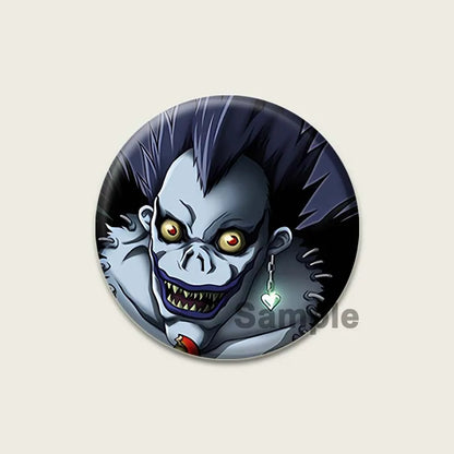 Death Note HD Print Anime Pins Handmade Round Brooches L Killer Yagami Light Cosplay Badge Backpacks Jewelry Gifts Accessory