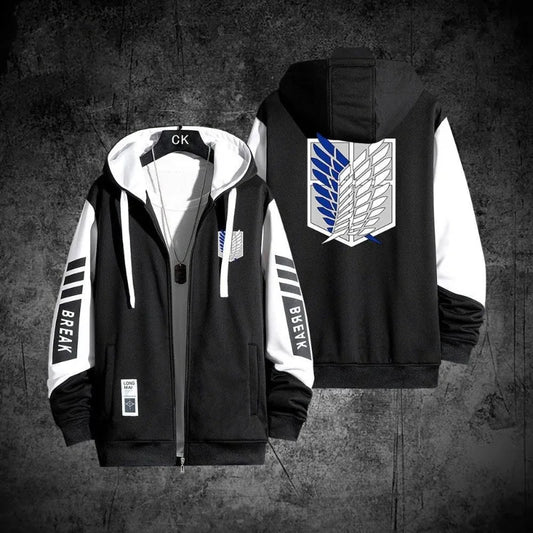 Anime Attack on Titan Scout Regiment Thin style Hoodie Zipper Sports Coat Men Women Printed Long Sleeve Role Playing Sportswear