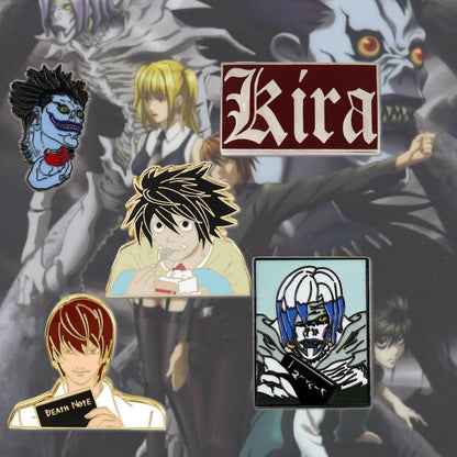 Death Note L Eating Cake Rem Enamel Pin Creativity Anime Character Light Yagami Kira Symbol Brooch Cute Peripheral Accessories