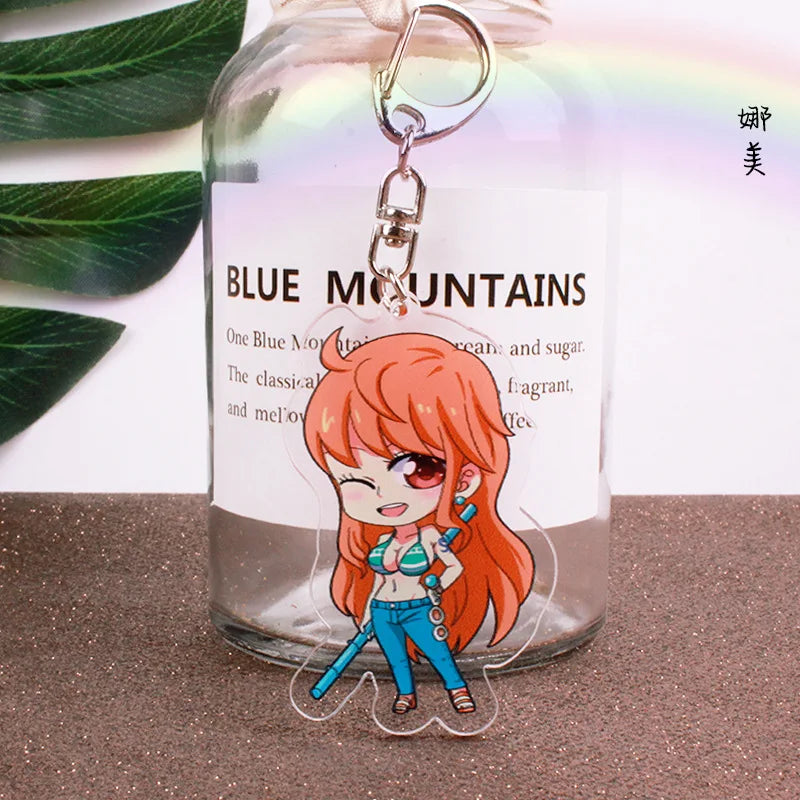 Anime One Piece Luffy Charlotte Linlin Katakuri Edward Newgate Donquixote Doflamingo Jinbe Acrylic Keychains Pendants Figure Toy