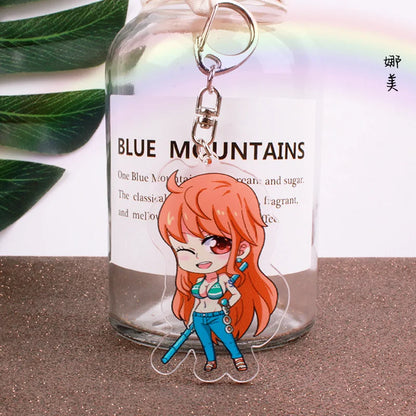 Anime One Piece Luffy Charlotte Linlin Katakuri Edward Newgate Donquixote Doflamingo Jinbe Acrylic Keychains Pendants Figure Toy