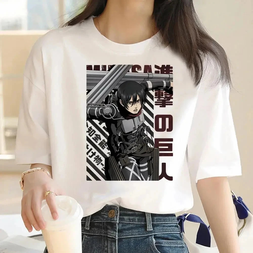 Japanese Anime Attack on Titan Graphic Print Harajuku T Shirt Casual Fashion Short Sleeve Plus Size T Shirt Women Retro Tops