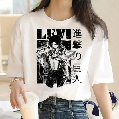 Japanese Anime Attack on Titan Graphic Print Harajuku T Shirt Casual Fashion Short Sleeve Plus Size T Shirt Women Retro Tops