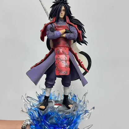 Naruto Uchiha Madara Anime Figures Door God Ban Figurine With Luminous Base Statue 42cm GK Models Collection Children Gifts Toys