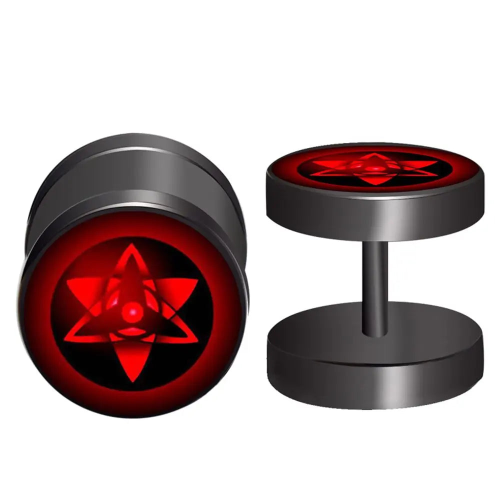 Anime Uzumaki Naruto Earrings Accessories Uchiha Itachi Sharingan Cosplay Party Studs Earrings Toys for Women Men Girl Gift