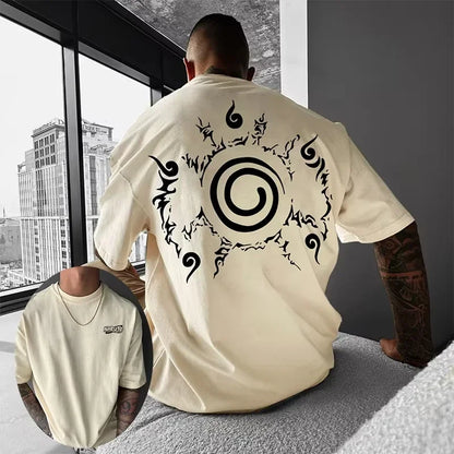 Japanese Anime Men's T-shirt Summer New Trend Hip Hop Cotton Printed Short-sleeved Casual Daily Oversized Half-sleeved Top
