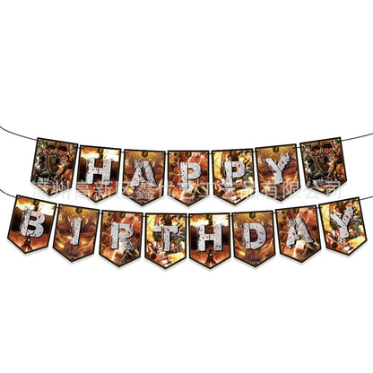 Attack on Titan Cartoon Anime Theme Birthday Scene Decoration Supplies Party Decorations,Banners,Balloons,Flag Pulling Party Set
