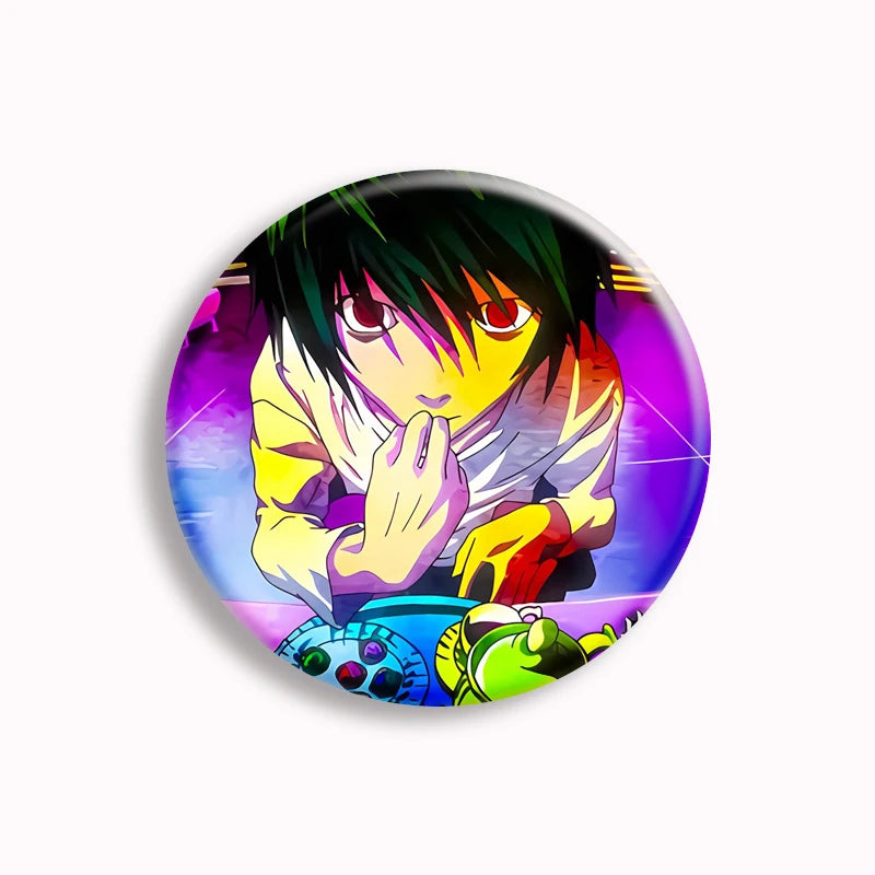 Japanese Anime Death Note Button Pins Handmade L Killer Yagami Light Round Brooch Cosplay Accessories Decor Friends Gifts