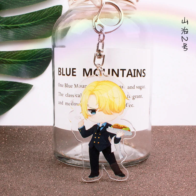 Anime One Piece Luffy Charlotte Linlin Katakuri Edward Newgate Donquixote Doflamingo Jinbe Acrylic Keychains Pendants Figure Toy