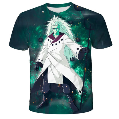 2024 New Hot Summer Men's Japanese anime Naruto 3D Printed T-shirt Children's Street Leisure Sports Large Top