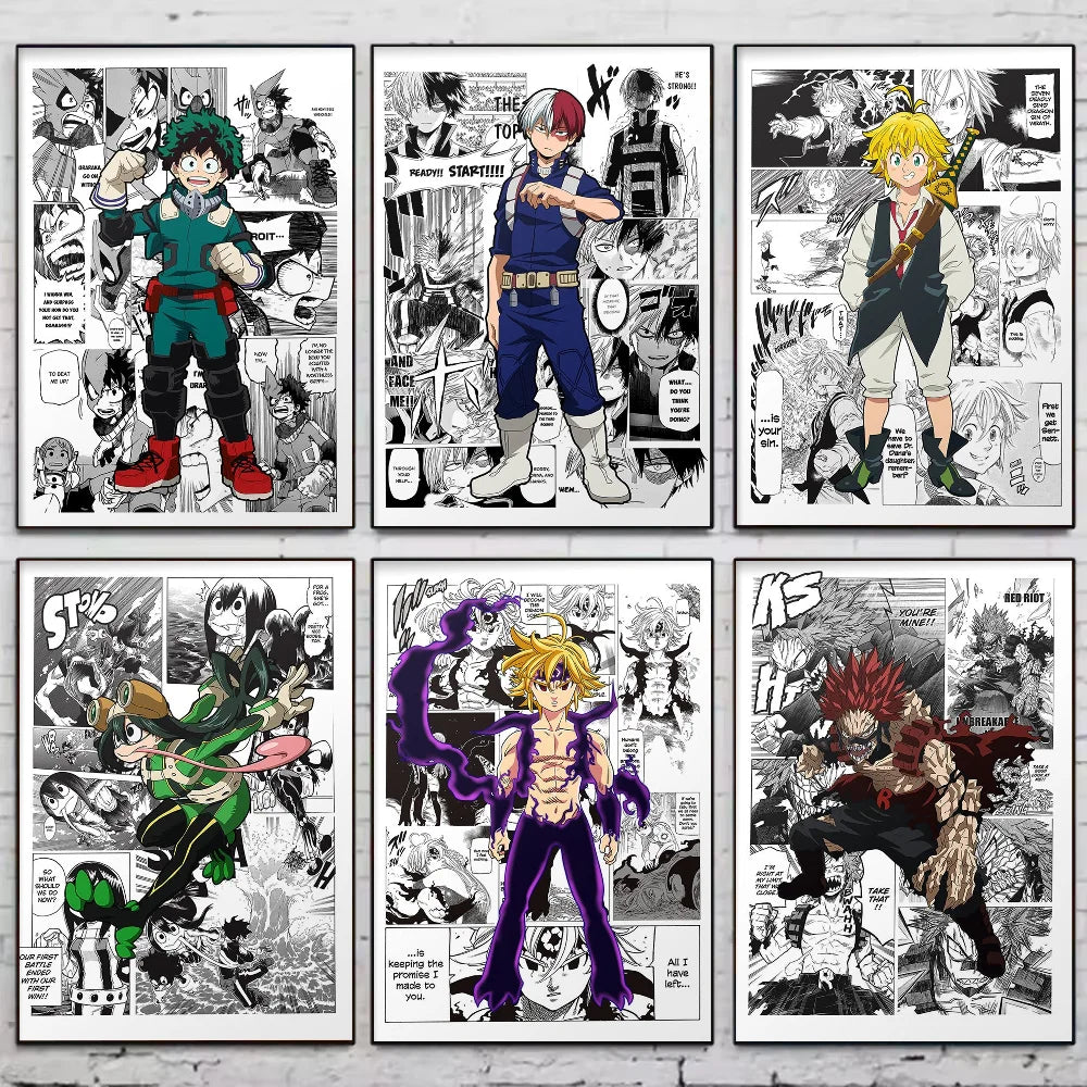 My Hero Academia Anime Poster Stickers Art Wall Murals Decor Game Room Decor Gifts Kawaii HD Painting Cat Cars