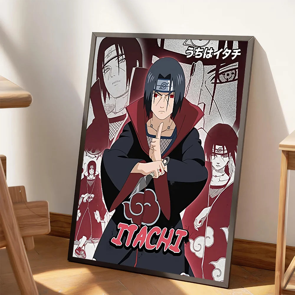 Amine u-Uchiha Itachi Anime Posters Sticky Whitepaper Sticker DIY Room Bar Cafe Kawaii Room Decor