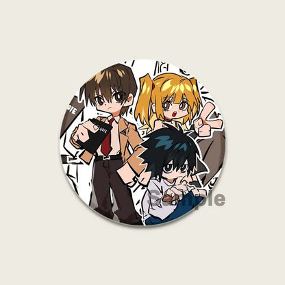 Death Note HD Print Anime Pins Handmade Round Brooches L Killer Yagami Light Cosplay Badge Backpacks Jewelry Gifts Accessory