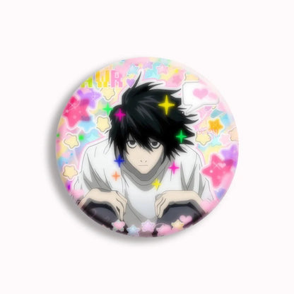 Japanese Anime Death Note Button Pins Handmade L Killer Yagami Light Round Brooch Cosplay Accessories Decor Friends Gifts
