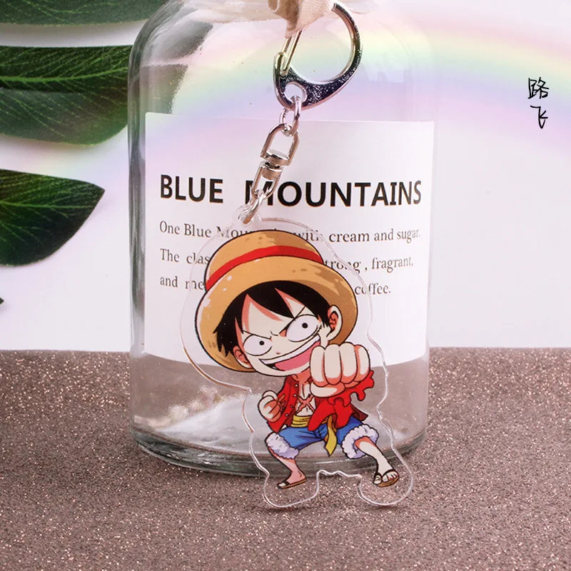 Anime One Piece Luffy Charlotte Linlin Katakuri Edward Newgate Donquixote Doflamingo Jinbe Acrylic Keychains Pendants Figure Toy