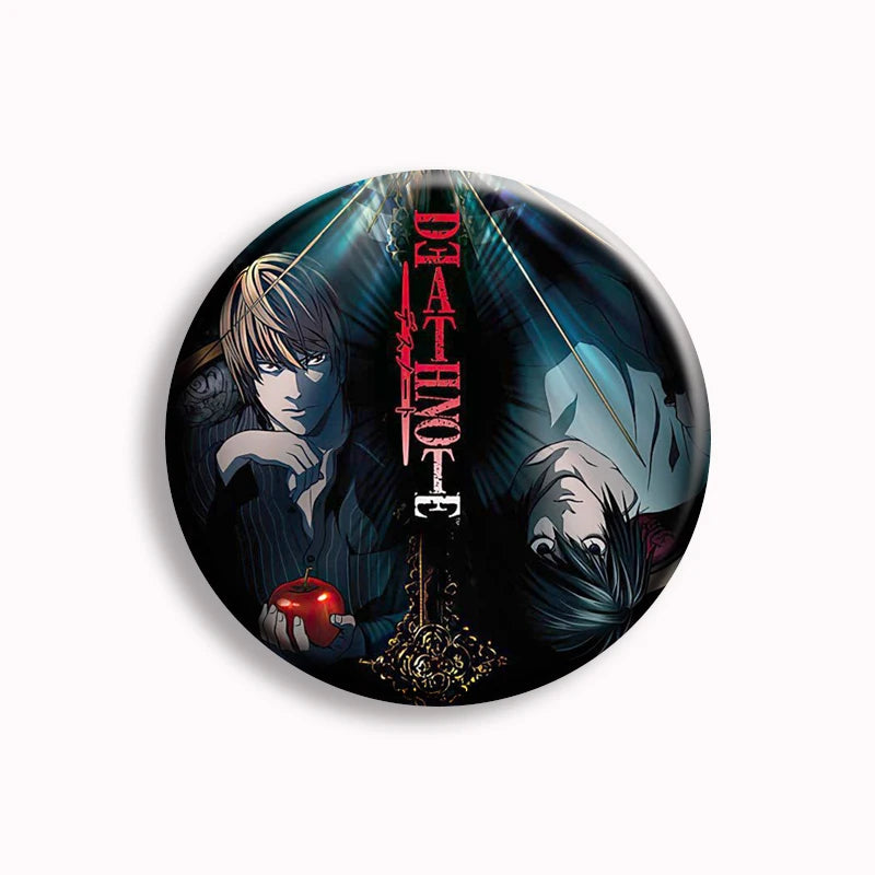 Japanese Anime Death Note Button Pins Handmade L Killer Yagami Light Round Brooch Cosplay Accessories Decor Friends Gifts