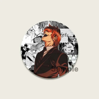 Death Note HD Print Anime Pins Handmade Round Brooches L Killer Yagami Light Cosplay Badge Backpacks Jewelry Gifts Accessory