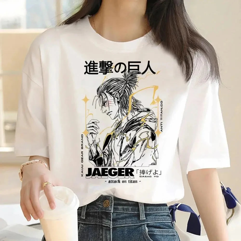 Japanese Anime Attack on Titan Graphic Print Harajuku T Shirt Casual Fashion Short Sleeve Plus Size T Shirt Women Retro Tops