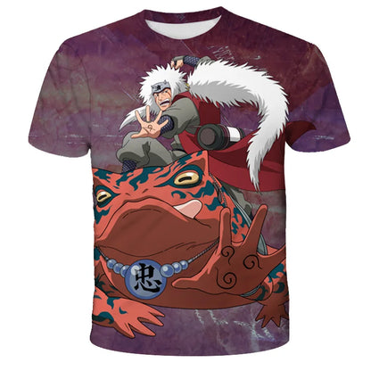 2024 New Hot Summer Men's Japanese anime Naruto 3D Printed T-shirt Children's Street Leisure Sports Large Top