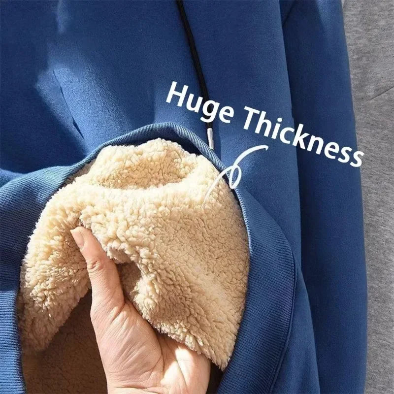 Anime Akaza Men Fleece Lined Thickened Sweatshirt Demons Slayer Winter Warm Clothes Women Clothing Plus Size Round Neck Pullover