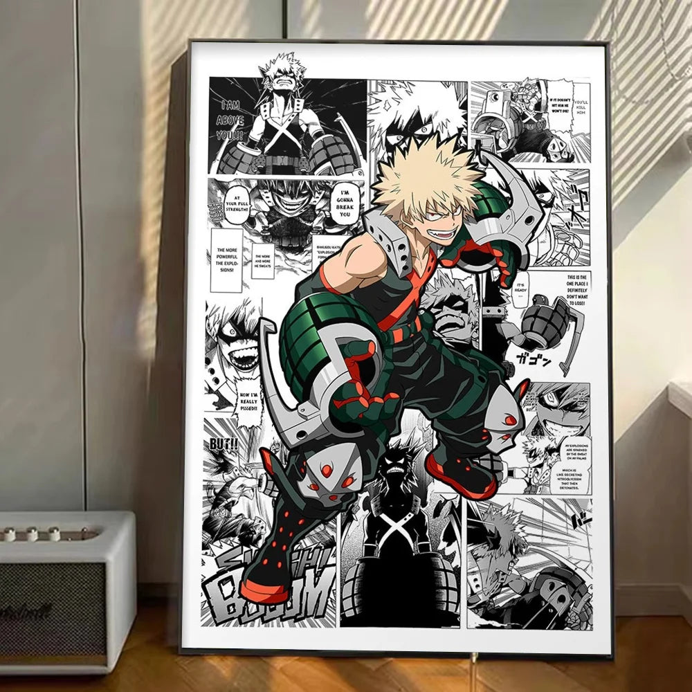 My Hero Academia Anime Poster Stickers Art Wall Murals Decor Game Room Decor Gifts Kawaii HD Painting Cat Cars
