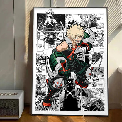 My Hero Academia Anime Poster Stickers Art Wall Murals Decor Game Room Decor Gifts Kawaii HD Painting Cat Cars