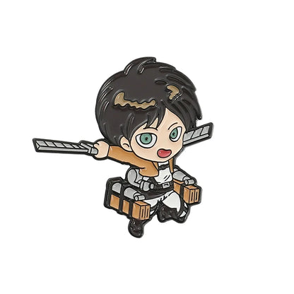 Anime Attack on Titan Enamel Brooch Eren Jaeger Mikasa Ackerman Jiyuu No Tsubasa Cartoon Lapel Badge Adornment Gift Wholesale