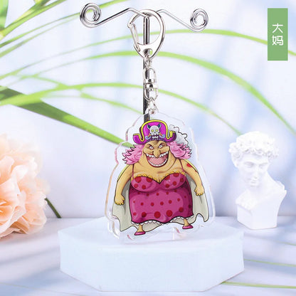Anime One Piece Luffy Charlotte Linlin Katakuri Edward Newgate Donquixote Doflamingo Jinbe Acrylic Keychains Pendants Figure Toy