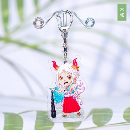 Anime One Piece Luffy Charlotte Linlin Katakuri Edward Newgate Donquixote Doflamingo Jinbe Acrylic Keychains Pendants Figure Toy