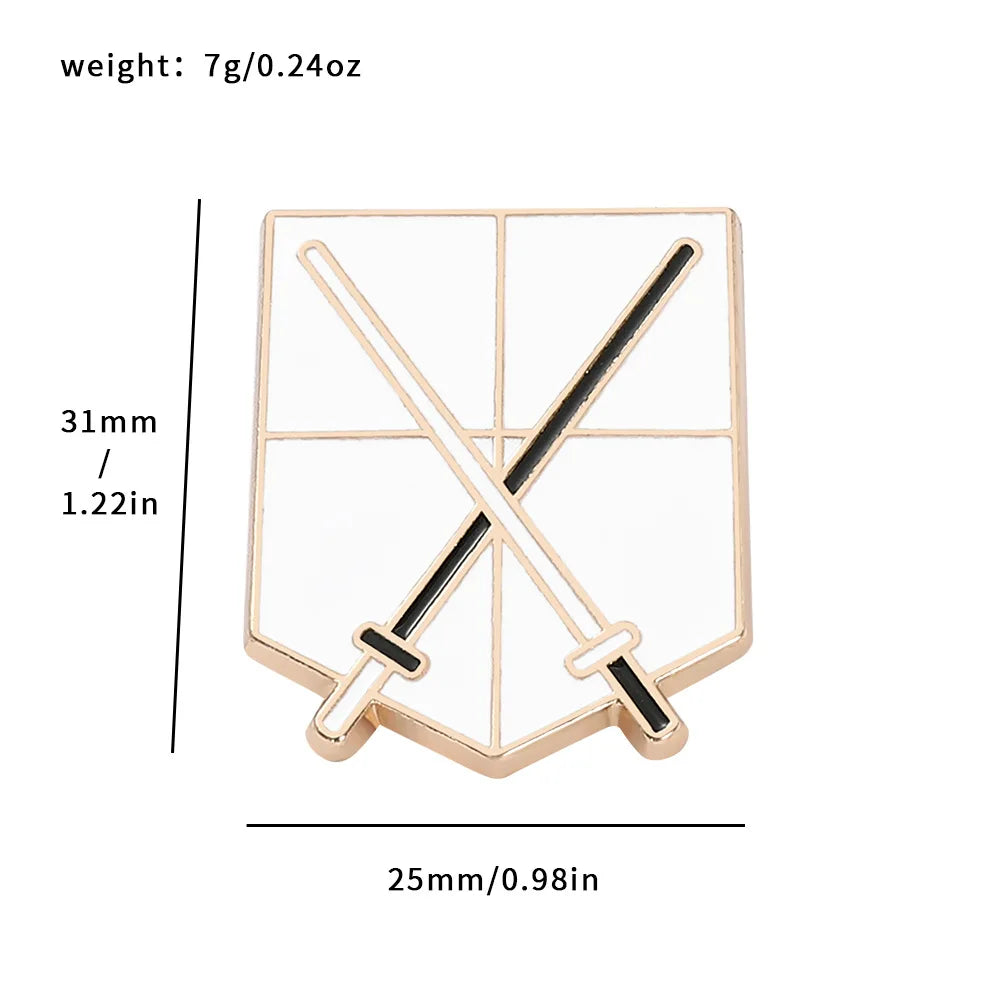 Anime Attack on Titan Enamel Brooch Eren Jaeger Mikasa Ackerman Jiyuu No Tsubasa Cartoon Lapel Badge Adornment Gift Wholesale