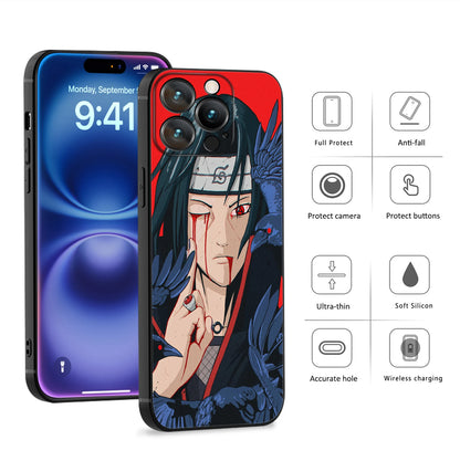 MINISO Phone Case for iPhone 17 Pro Akatsuki Uchiha Itachi Anime Soft Silicon Cover for iPhone 16 15 14 13 12 17 Pro Max Plus