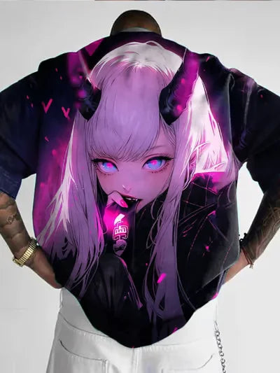 Men's T-Shirt Anime Girl Character Tee 3D Sexy Beauty Printed t shirt Loose Casual Street Men Top Oversized Short Sleeve T-shirt